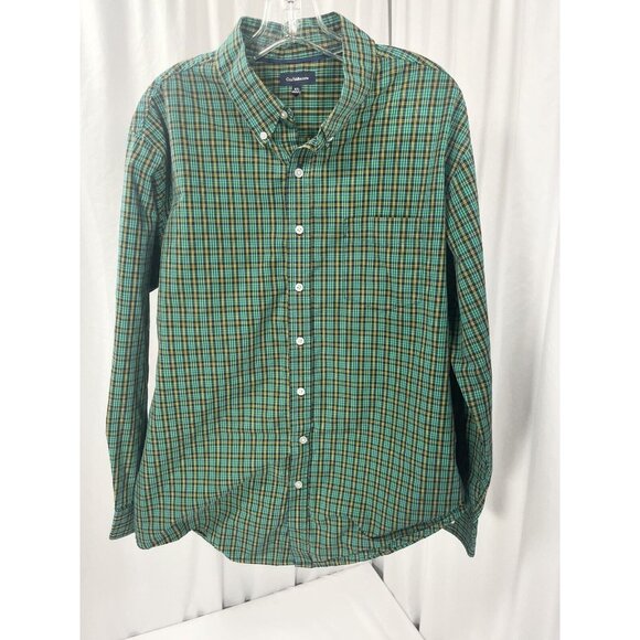 croft & barrow Other - Croft & Barrow Mens Long Sleeve Plaid Shirt Green Yellow Black Plaid Size XL